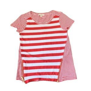 Michael Kors Women's Striped Jersey |Top Shirt | Two Front Zipper Design - Size